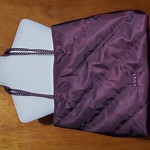 NWOT Nicole Miller Plum Purple Quilted Handbag/Tote With Chain/Leather Strap
